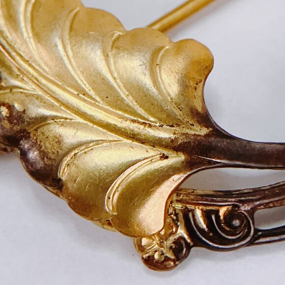 Antique 1910s 1920s Art Deco Rolled Gold Seed Pearl Laurel Wreath Brooch Pin VTG - Picture 7 of 11